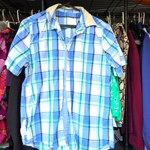 Tommy Hilfiger. Spring & Summer Relaxed Size Lg Blue And White Plaif